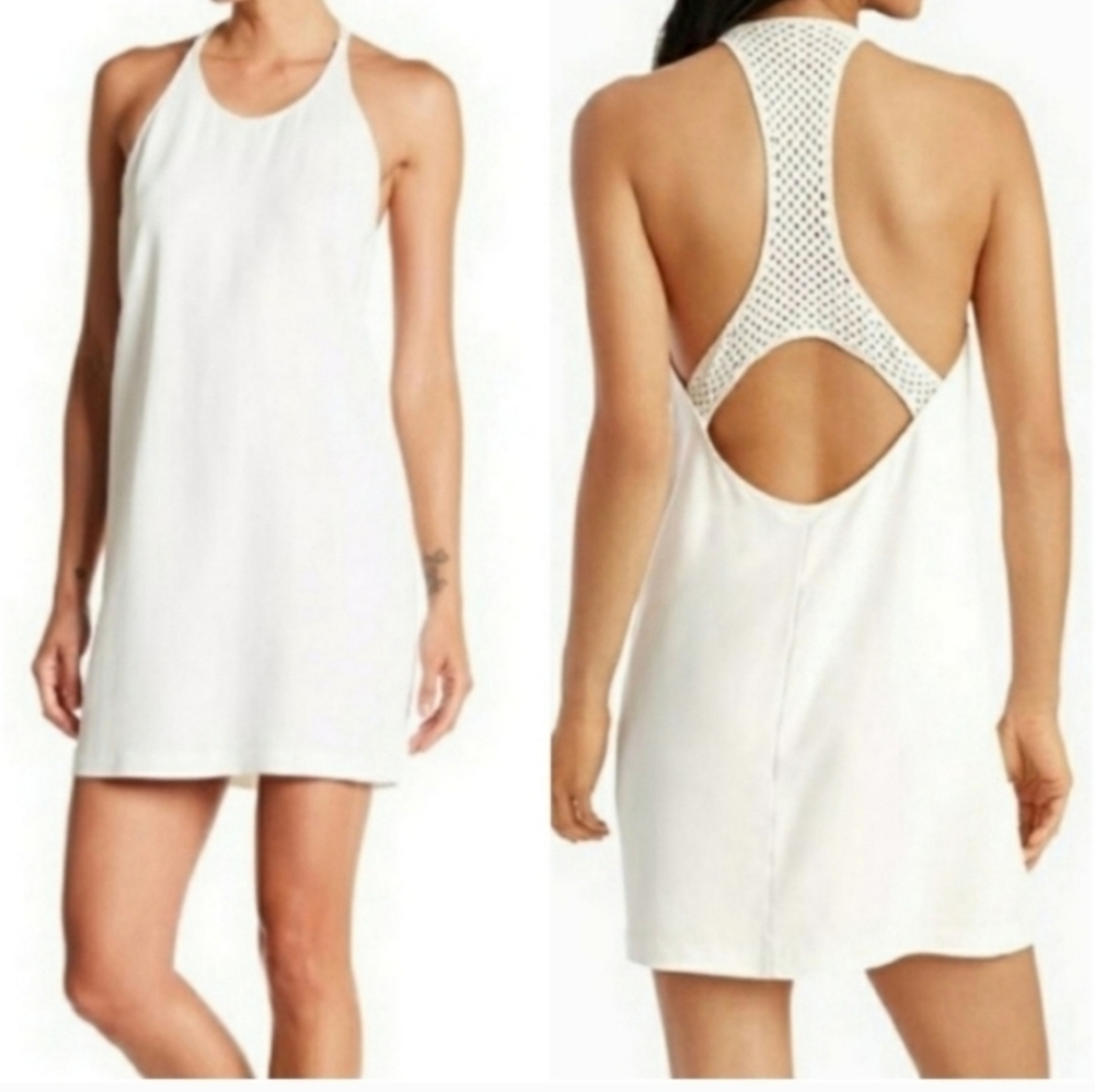 A.L.C White Silk Blend Crocheted Panel Mini Dress - Size 6